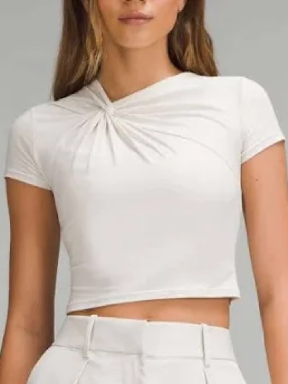 Lululemon Asymmetrical Front-Twist Top shirt short sleeve cream women’s Xsmall